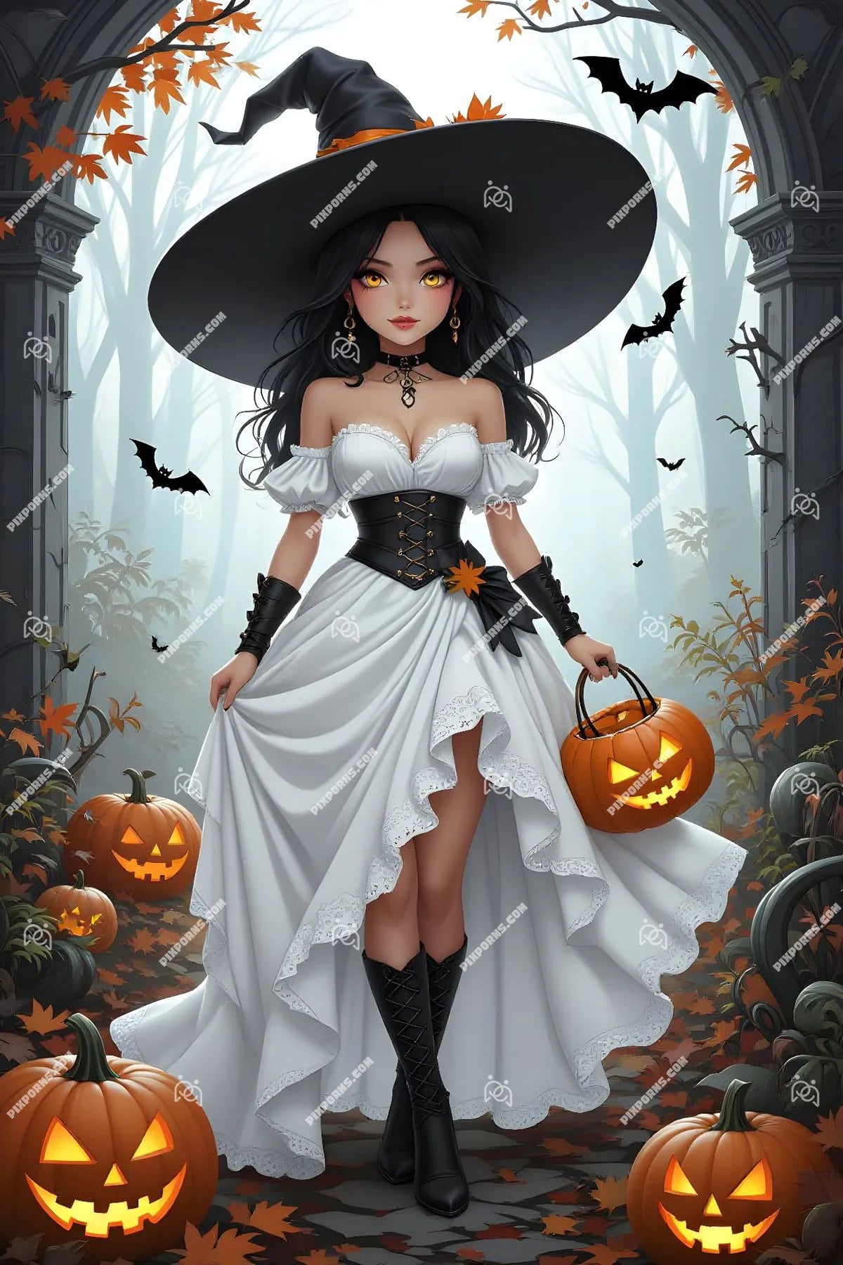 Harvest Witch autumn fantasy digital Halloween print (Pose 631)
