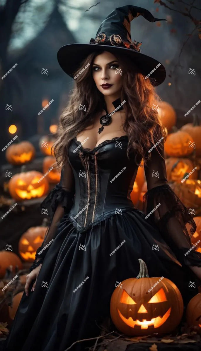 Forest Witch nature-inspired digital Halloween art (Pose 612)