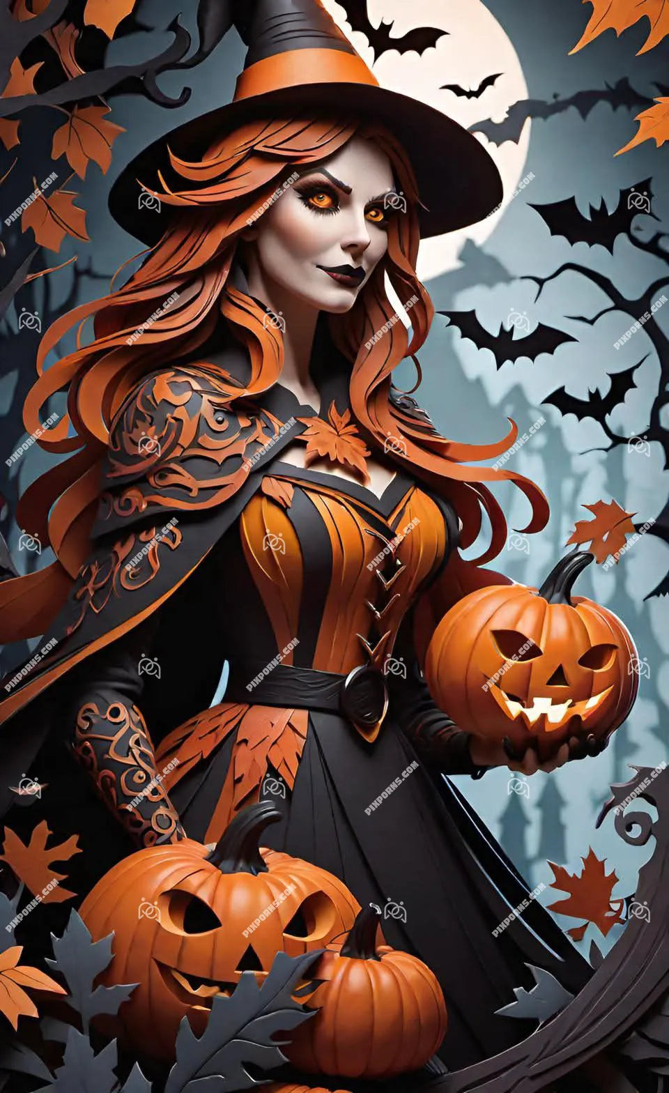 Vampire Witch dark Halloween fantasy art (Pose 613)