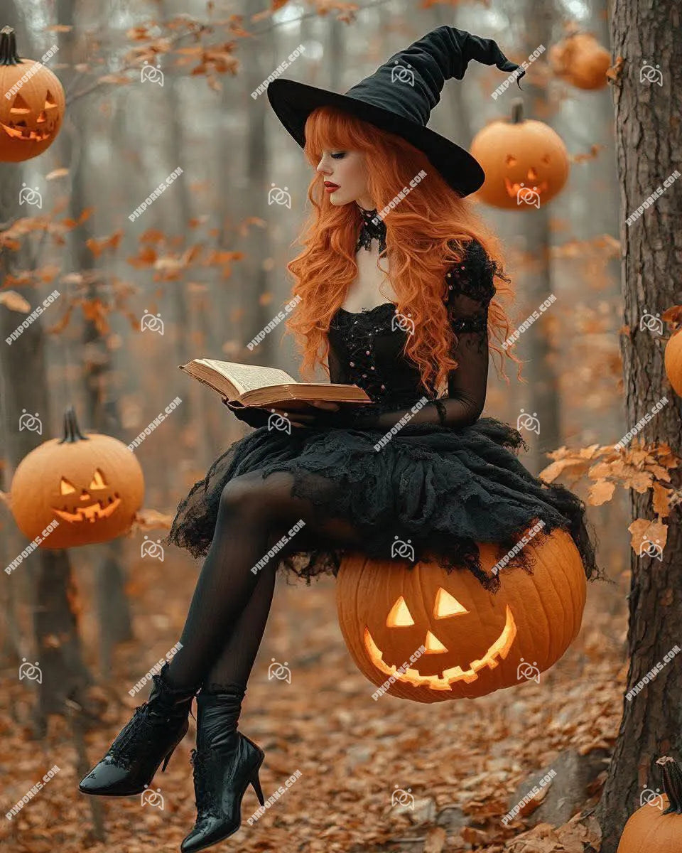 Necromancer Witch dark fantasy Halloween digital art (Pose 630)