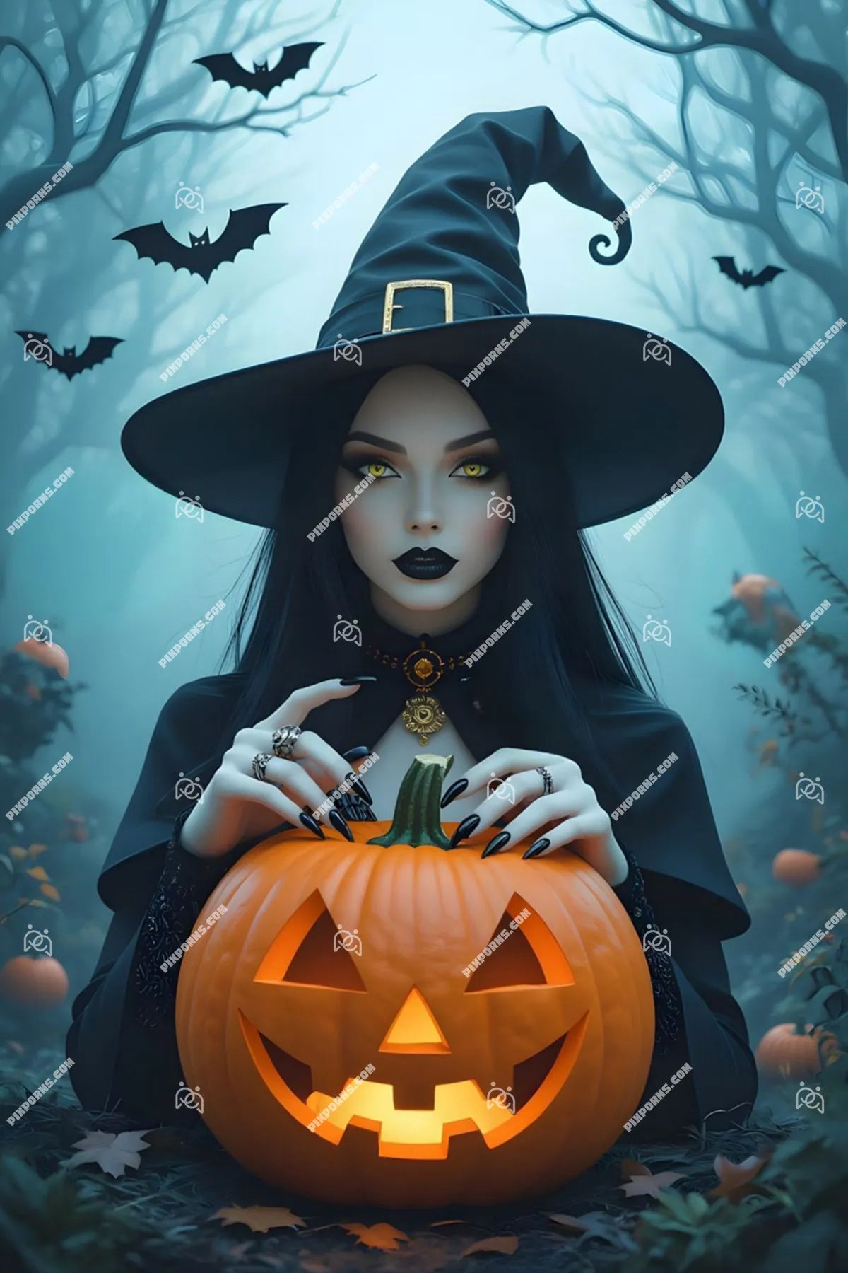 Spirit Witch ghostly Halloween fantasy print (Pose 623)