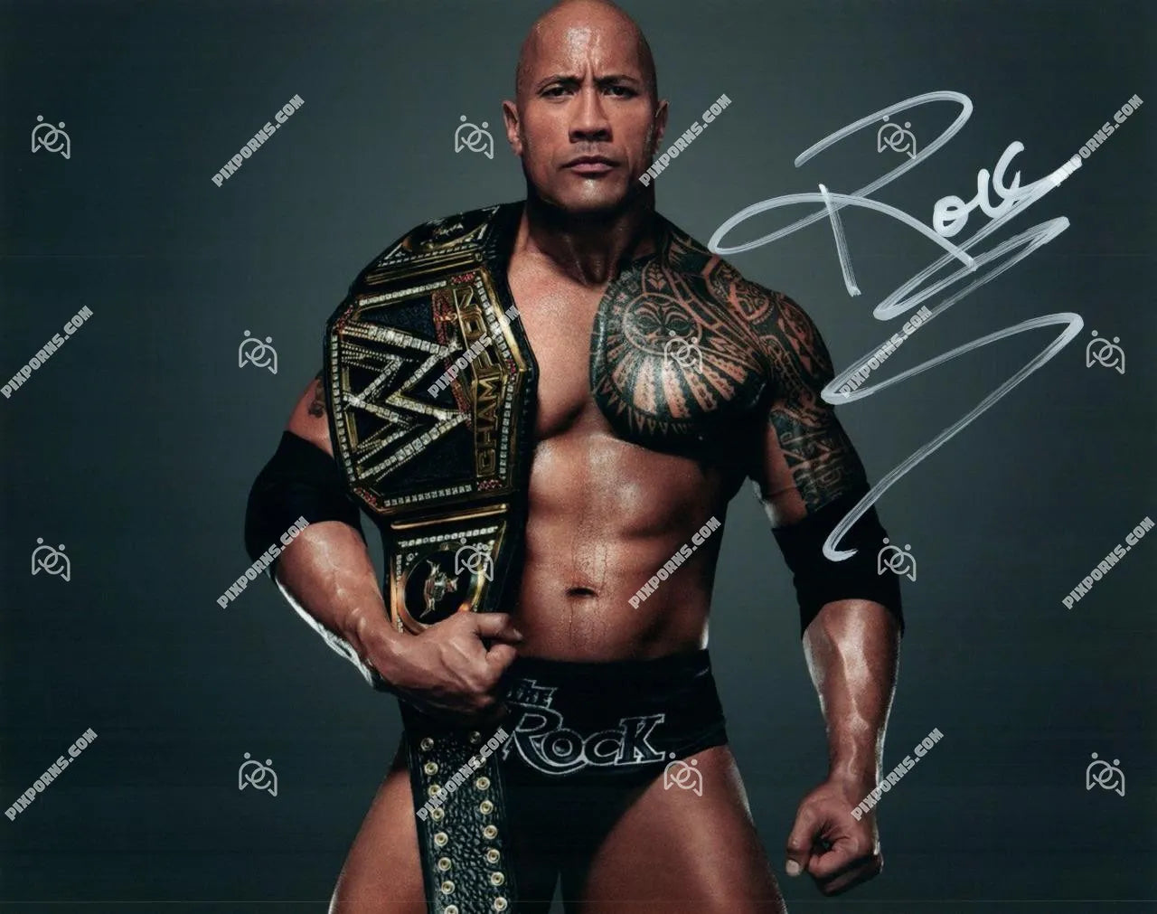 Dwayne Johnson autographed landscape print – Pose 292 digital download and signed canvas