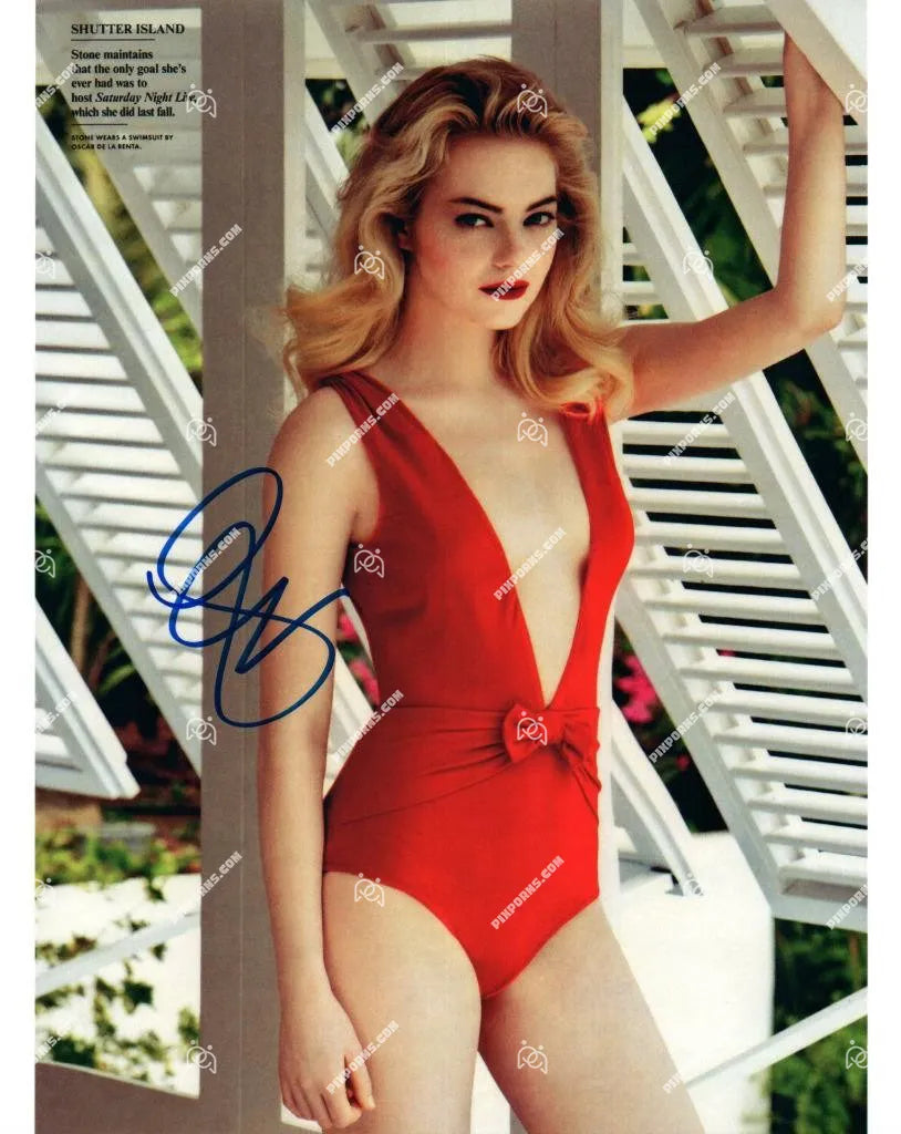 Emma Stone autographed portrait print – Pose 267 digital download and signed canvas