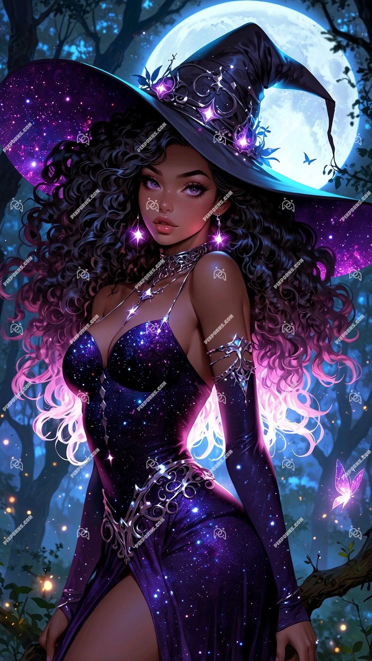 Enchanted Halloween Witch gothic style digital print (Pose 602)