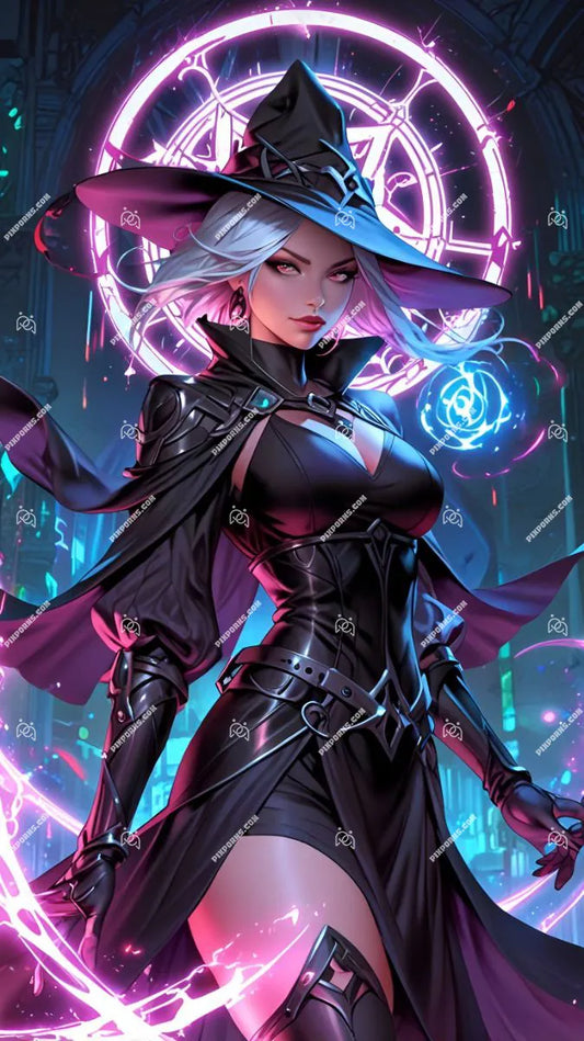 Shadow Witch digital dark fantasy art (Pose 614)