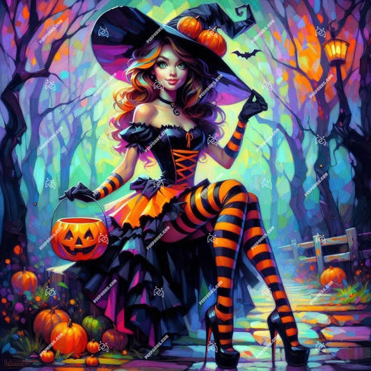 Oracle Witch mystical divination fantasy Halloween print (Pose 640)