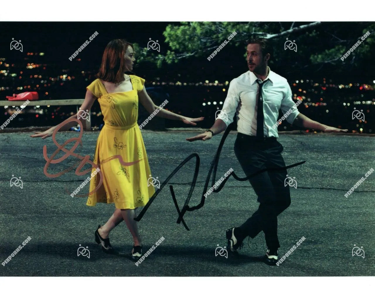 Ryan Gosling and Emma Stone autographed landscape print – Pose 296 digital download and signed canvas
