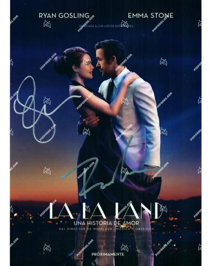Ryan Gosling and Emma Stone autographed portrait print – Pose 295 digital download and signed canvas