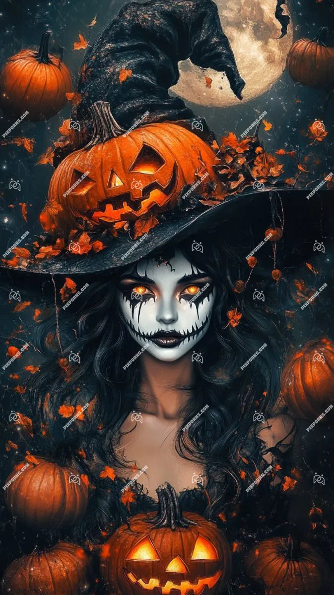 Spirit Flame Witch fiery Halloween digital artwork (Pose 632)