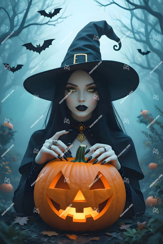 Spirit Witch ghostly Halloween fantasy print (Pose 623)